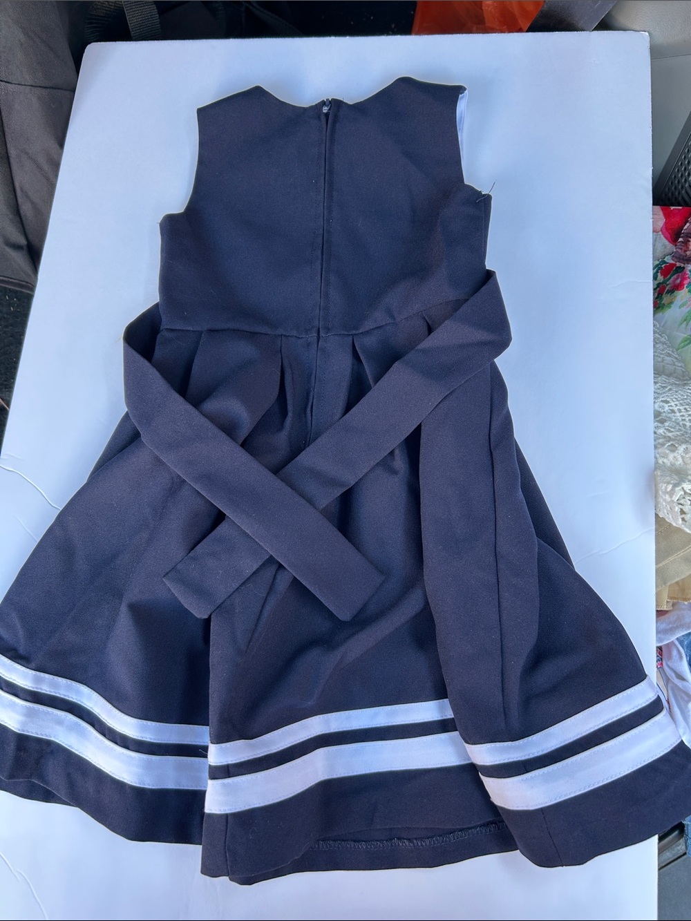 Bonnie Jean Navy and White Striped Circle Skirt
